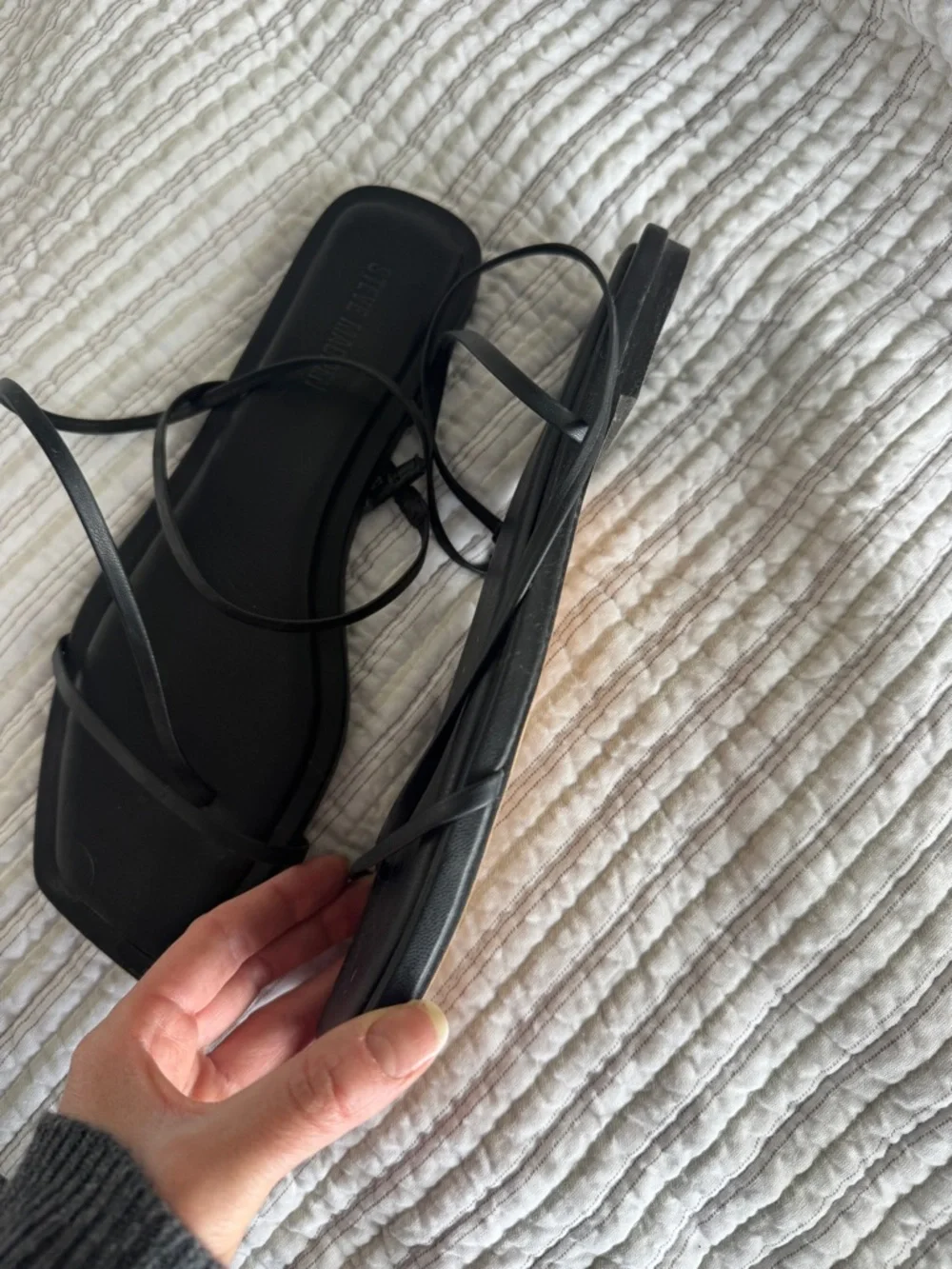 Steve Madden Black Strappy Square-Toe Sandals - Picture 2 of 5